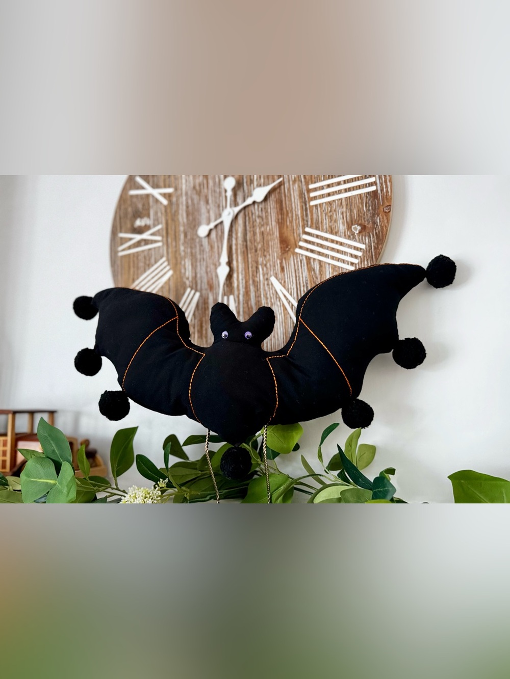 Black Bat 🦇 Halloween Fall Decorative Pillow 12 x 24 inch Way to Celebrate!